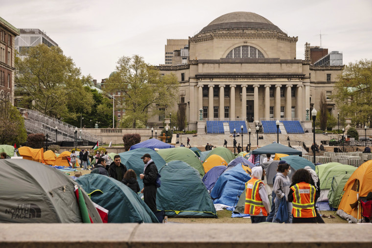 مخيم لدعم غزة في جامعة كولومبيا في 27 أبريل 2024، في نيويورك.